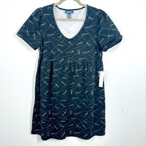 Modcloth Women's Size Small Dark Grey Scissors Graphic Print‎ V Neck Mini Dress